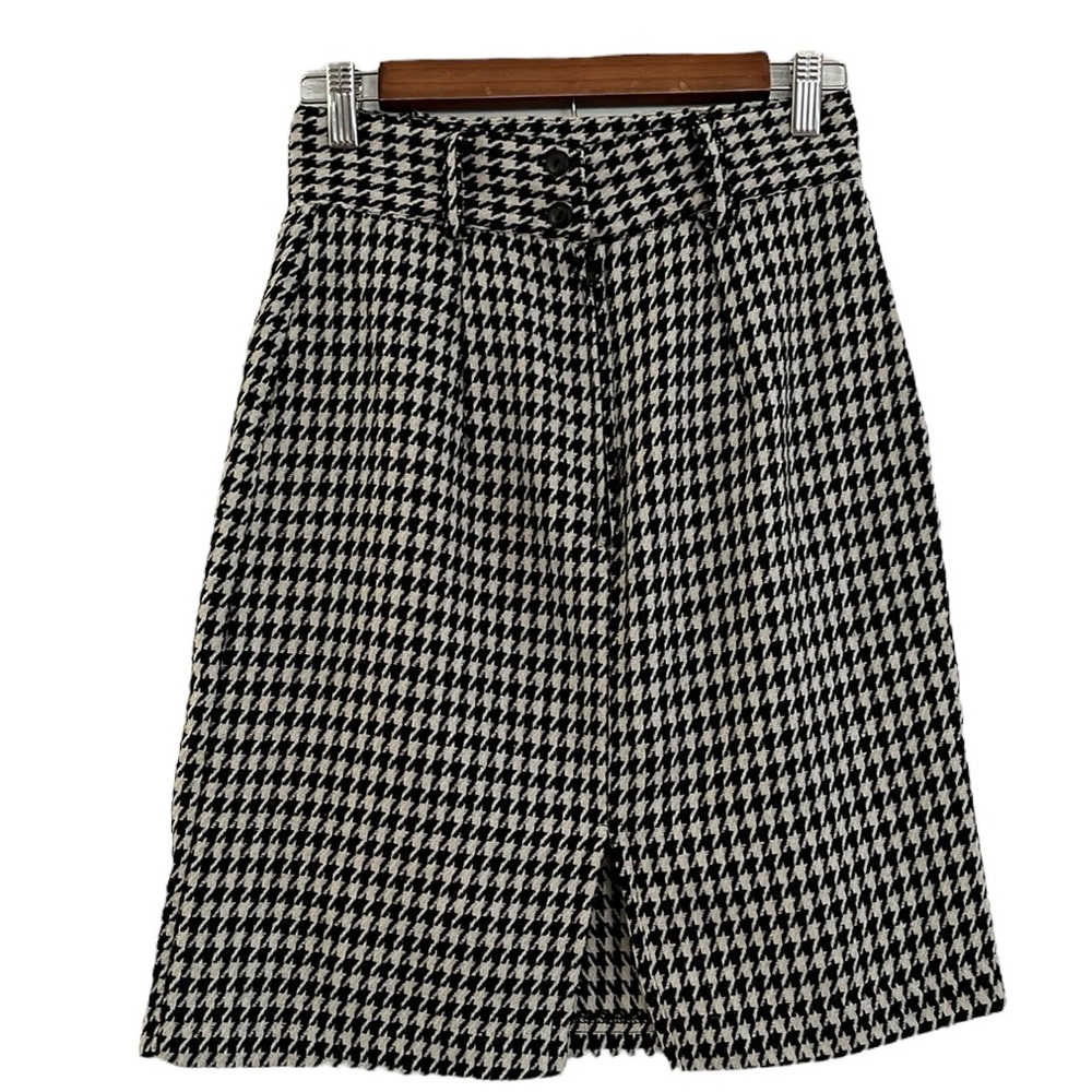 VINTAGE JEFFREY CRAIG HERRINGBONE PENCIL SKIRT BLACK WHITE SIZE 9